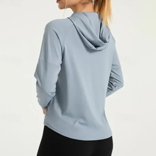 Women's Running T-Shirt Zipper Pocket Long Sleeve Hoodie Casual Athleisure Breathable Quick Dry Gym Workout Running Walking Sportswear Activewear Solid Colored Black Navy Blue Blue
