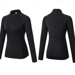 Women's Running T-Shirt Zipper Long Sleeve Zip Top Casual Athleisure Fall Breathable Quick Dry Soft Gym Workout Running Walking Sportswear Activewear Solid Colored Black Pink Burgundy