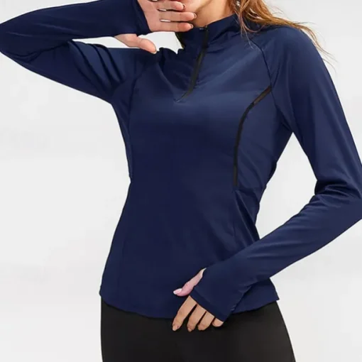 Women's Running T-Shirt Zipper Long Sleeve Zip Top Casual Athleisure Fall Breathable Quick Dry Soft Gym Workout Running Walking Sportswear Activewear Solid Colored Black Pink Burgundy