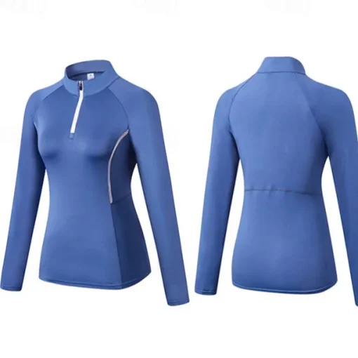 Women's Running T-Shirt Zipper Long Sleeve Zip Top Casual Athleisure Fall Breathable Quick Dry Soft Gym Workout Running Walking Sportswear Activewear Solid Colored Black Pink Burgundy