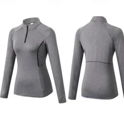 Women's Running T-Shirt Zipper Long Sleeve Zip Top Casual Athleisure Fall Breathable Quick Dry Soft Gym Workout Running Walking Sportswear Activewear Solid Colored Black Pink Burgundy