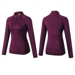 Women's Running T-Shirt Zipper Long Sleeve Zip Top Casual Athleisure Fall Breathable Quick Dry Soft Gym Workout Running Walking Sportswear Activewear Solid Colored Black Pink Burgundy