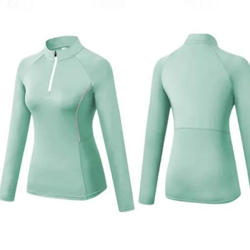 Women's Running T-Shirt Zipper Long Sleeve Zip Top Casual Athleisure Fall Breathable Quick Dry Soft Gym Workout Running Walking Sportswear Activewear Solid Colored Black Pink Burgundy