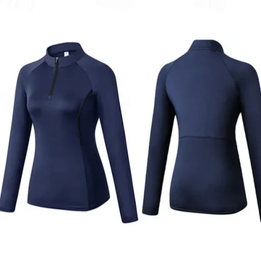 Women's Running T-Shirt Zipper Long Sleeve Zip Top Casual Athleisure Fall Breathable Quick Dry Soft Gym Workout Running Walking Sportswear Activewear Solid Colored Black Pink Burgundy