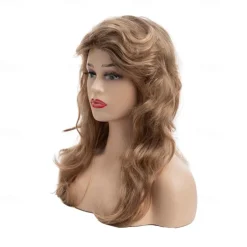 Womens 80s Blonde Wig Long Layered Blonde Wigs with Bangs 80s Vintage Cosplay Costume Disco Hair Wig Carnival Party Wigs Halloween Wigs