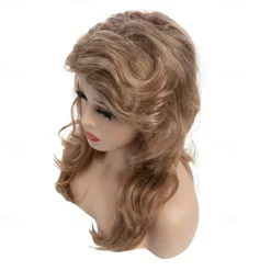 Womens 80s Blonde Wig Long Layered Blonde Wigs with Bangs 80s Vintage Cosplay Costume Disco Hair Wig Carnival Party Wigs Halloween Wigs