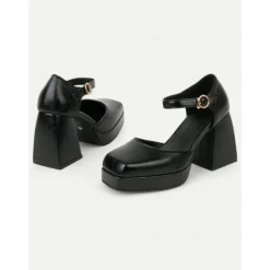 Women's 1980s Pink Platform Heels with Square Toe and Ankle Strap – Bold and Stylish Footwear for Parties, Night Outs, and Trendy Events