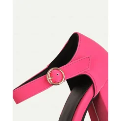 Women's 1980s Pink Platform Heels with Square Toe and Ankle Strap – Bold and Stylish Footwear for Parties, Night Outs, and Trendy Events