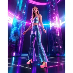 Women's 1980s Pink Platform Heels with Square Toe and Ankle Strap – Bold and Stylish Footwear for Parties, Night Outs, and Trendy Events