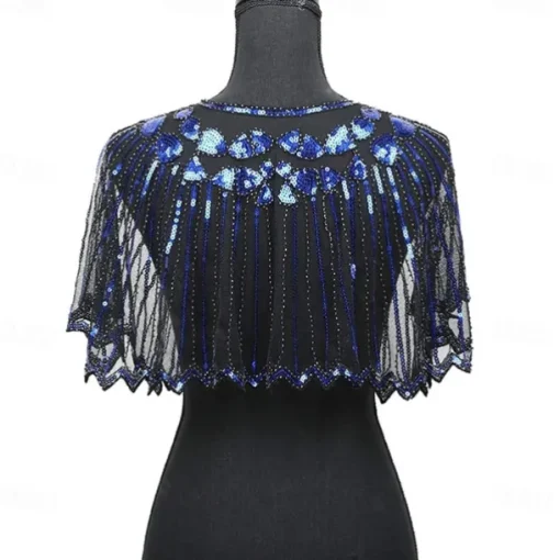 Women's 1920s Shawl Wraps Beaded Sequin Gatsby Cape Evening Bolero Flapper Cover Up Roaring 20s The Great Gatsby Party Evening