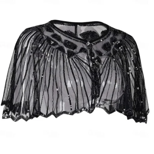 Women's 1920s Shawl Wraps Beaded Sequin Gatsby Cape Evening Bolero Flapper Cover Up Roaring 20s The Great Gatsby Party Evening