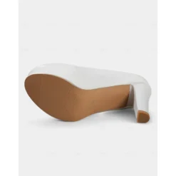 Women's 1950s Victorian-Style Pink Platform Heels - Faux Leather Pumps with Pearl Ankle Strap and Bow Ribbon for Wedding, Prom, and Vintage Tea Party