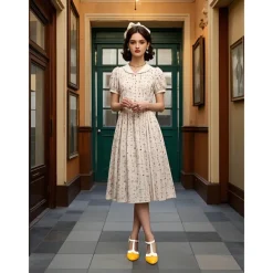 Women's 1950s Vintage T-Strap Mary Jane Heels – Two-Tone Brogue Low Heel Shoes for Retro Parties, Office Wear, and Special Occasions