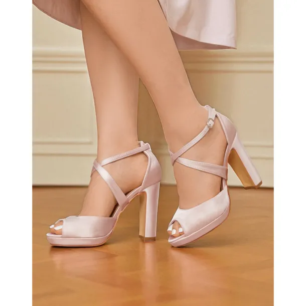 Women's 1950s Vintage Wine Red Chunky High Heel Sandals with Crisscross Straps – Elegant Peep Toe Platform Shoes for Weddings, Parties, and Formal Events