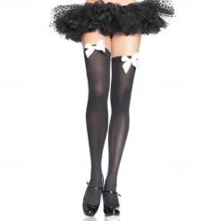 Women's Satin Bow Stockings Thigh High Stockings Hosiery Socks with Bow Knee Socks Stockings Oktoberfest Cosplay Party Girls Halloween Carnival Accessories