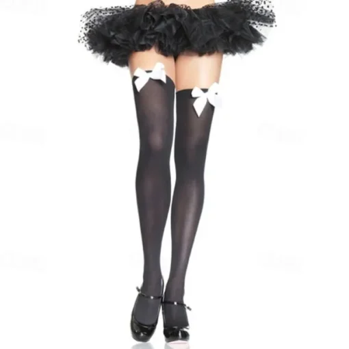 Women's Satin Bow Stockings Thigh High Stockings Hosiery Socks with Bow Knee Socks Stockings Oktoberfest Cosplay Party Girls Halloween Carnival Accessories