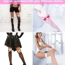 Women's Satin Bow Stockings Thigh High Stockings Hosiery Socks with Bow Knee Socks Stockings Oktoberfest Cosplay Party Girls Halloween Carnival Accessories