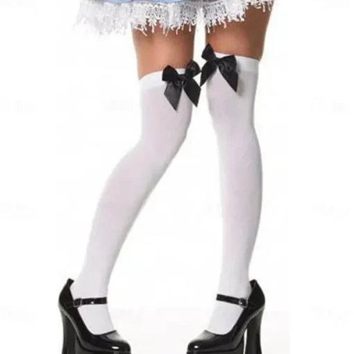 Women's Satin Bow Stockings Thigh High Stockings Hosiery Socks with Bow Knee Socks Stockings Oktoberfest Cosplay Party Girls Halloween Carnival Accessories