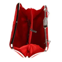 Women's Satin Evening Clutch Bag – Elegant Purple Purse with Rhinestone Clasp for Weddings, Parties & Formal Events