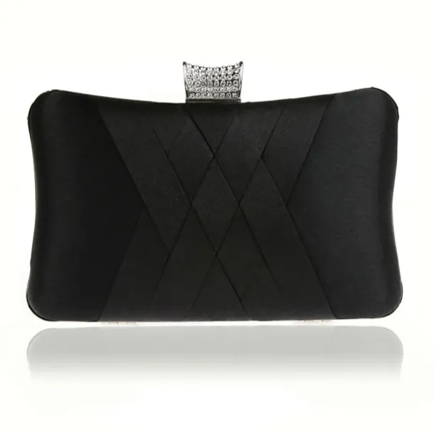 Women's Satin Evening Clutch Bag – Elegant Purple Purse with Rhinestone Clasp for Weddings, Parties & Formal Events