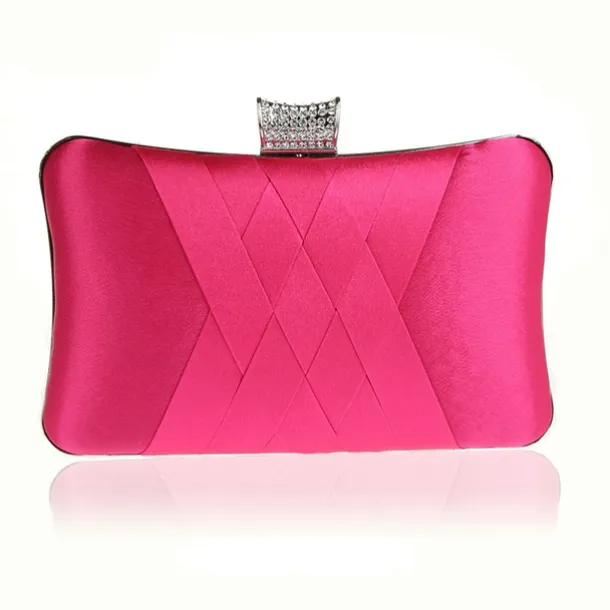 Women's Satin Evening Clutch Bag – Elegant Purple Purse with Rhinestone Clasp for Weddings, Parties & Formal Events