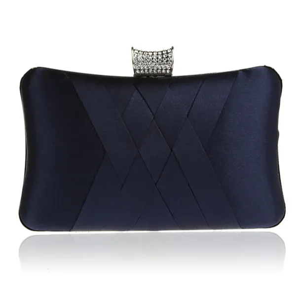 Women's Satin Evening Clutch Bag – Elegant Purple Purse with Rhinestone Clasp for Weddings, Parties & Formal Events