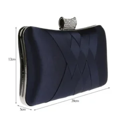 Women's Satin Evening Clutch Bag – Elegant Purple Purse with Rhinestone Clasp for Weddings, Parties & Formal Events