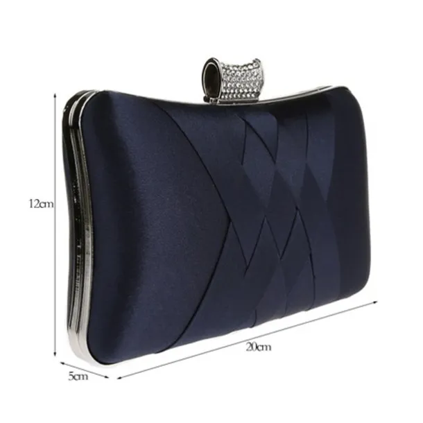 Women's Satin Evening Clutch Bag – Elegant Purple Purse with Rhinestone Clasp for Weddings, Parties & Formal Events
