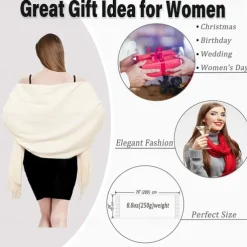 Women's Scarf Pashmina Shawls and Wraps for Evening Dress Wedding Bridesmaid Gift Soft Large Scarves