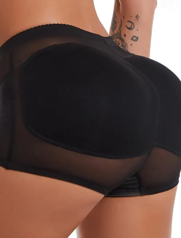 Women's Scrunch Butt Shorts Shapewear Mesh Plain Short Black Home Outfits