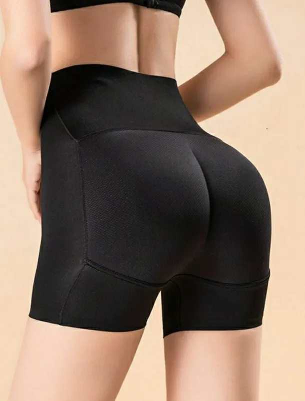 Women's Scrunch Butt Shorts Shapewear Plain High Waist Short Black Home Outfits