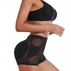 Women's Scrunch Butt Shorts Shapewear Fashion Casual Short Plain Mesh Patchwork Ruched Butt Lifting Tummy Control Butt Lift Comfort High Elasticity Home Daily Fitness Black Apricot Skinny