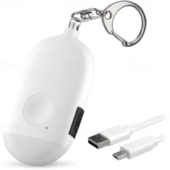 Women's Self Defense Personal Alarm Key Fob USB Rechargeable 130 dB Loud Security Alarm Whistle with LED Light Panic Button or Pull Pin Alarm Device Key Fob