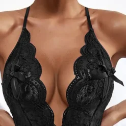 Women's Sexy Bodies Teddies & Bodysuits 1 PCS Flower Hot Soft Valentine's Day Bed Spandex Halter Neck Lace Jacquard Summer Spring Home Outfits