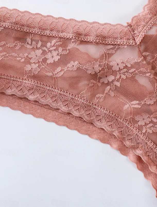 Women's Sexy Lingerie Panties Pure Color Lovers Hot Home Valentine's Day Bed Lace Breathable Hole Summer Spring Home Outfits