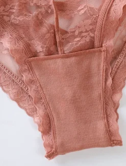 Women's Sexy Lingerie Panties Pure Color Lovers Hot Home Valentine's Day Bed Lace Breathable Hole Summer Spring Home Outfits