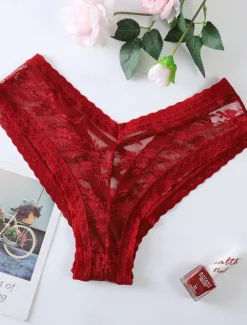 Women's Sexy Lingerie Panties Pure Color Lovers Hot Home Valentine's Day Bed Lace Breathable Hole Summer Spring Home Outfits