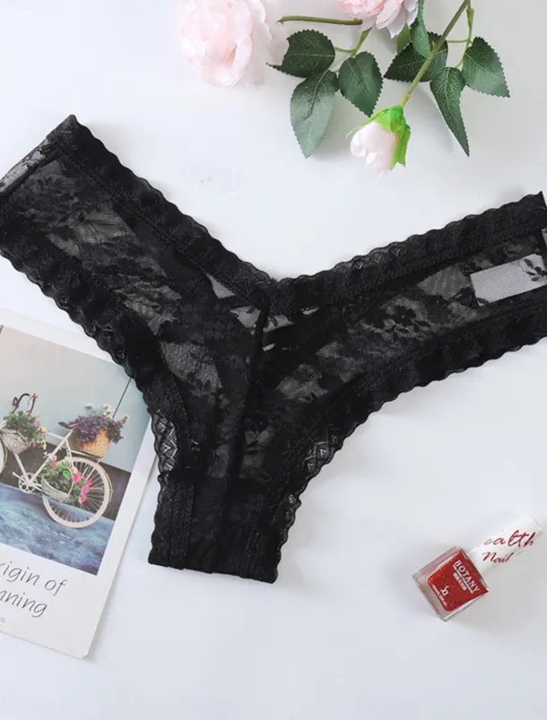 Women's Sexy Lingerie Panties Pure Color Lovers Hot Home Valentine's Day Bed Lace Breathable Hole Summer Spring Home Outfits