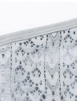 Women's Sexy Lingerie Panties Pure Color Lovers Hot Home Valentine's Day Bed Lace Breathable Hole Summer Spring Home Outfits