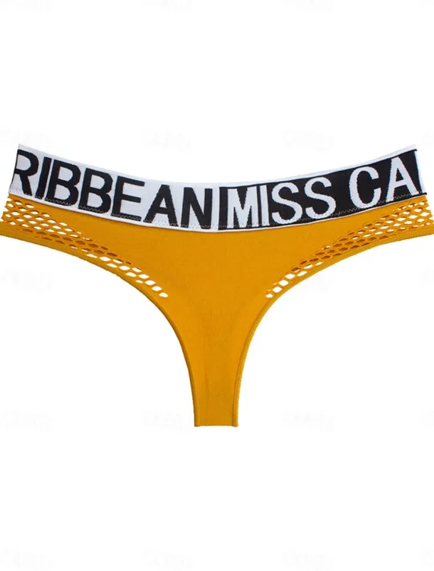 Women's Sexy Lingerie Panties Letter Lovers Hot Comfort Home Valentine's Day Bed Nylon Breathable Hole Summer Spring Home Outfits