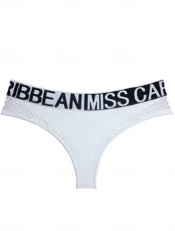 Women's Sexy Lingerie Panties Letter Lovers Hot Comfort Home Valentine's Day Bed Nylon Breathable Hole Summer Spring Home Outfits