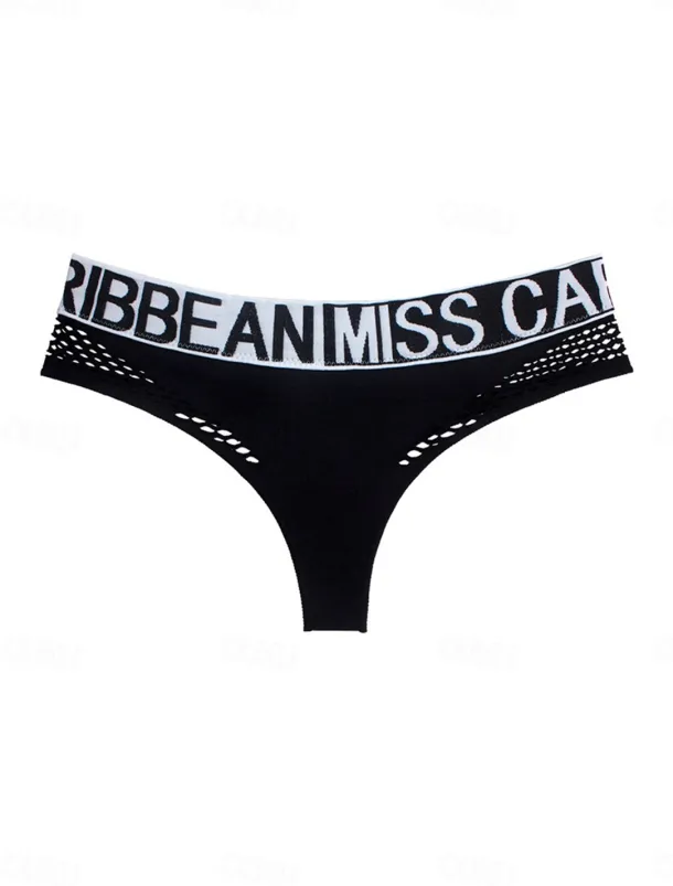 Women's Sexy Lingerie Panties Letter Lovers Hot Comfort Home Valentine's Day Bed Nylon Breathable Hole Summer Spring Home Outfits