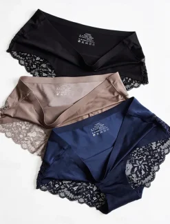 Women's Sexy Lingerie Panties Pure Color Lovers Hot Home Valentine's Day Bed Ice Silk Breathable Hole Summer Spring Home Outfits