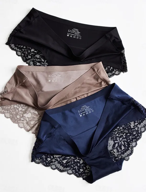 Women's Sexy Lingerie Panties Pure Color Lovers Hot Home Valentine's Day Bed Ice Silk Breathable Hole Summer Spring Home Outfits