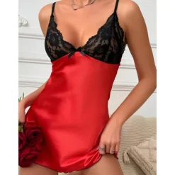 Women's Sexy Lingerie Sexy Bodies Bra MeshNightwearPolyester Solid Colored Red Spring & Summer Fall & Winter