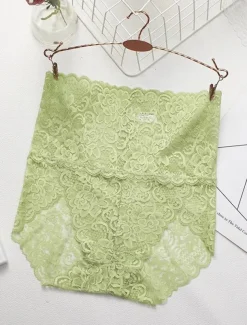 Women's Sexy Panties Brief Underwear 1 PC Underwear Sexy Comfort Lace Pure Color PU High Waist Sexy Green Black Purple M L XL Home Outfits