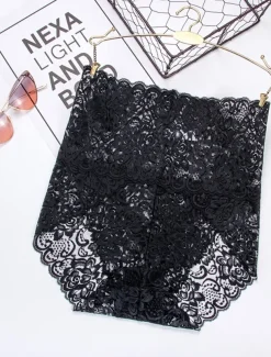 Women's Sexy Panties Brief Underwear 1 PC Underwear Sexy Comfort Lace Pure Color PU High Waist Sexy Green Black Purple M L XL Home Outfits