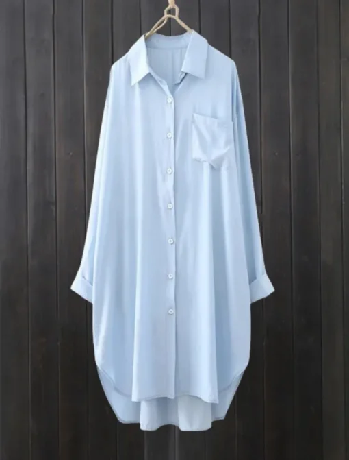 Women's Shacket Comfortable Breathable Buttons Casual Plain Vacation Street Casual Daily Wear Single Breasted Long Lapel Regular Fit Long Sleeve Outerwear White Blue Spring Fall