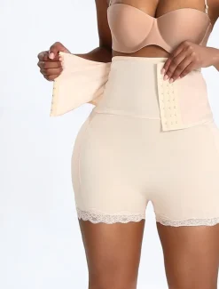 Women's Shapewear Waist Trainer Sport Pure Color Elastic Waist Shorts Daily Sleeveless Black Beige Summer Spring Fall Winter