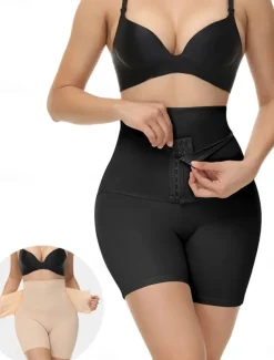 Women's Shapewear Waist Trainer Sport Pure Color Elastic Waist Shorts Daily Sleeveless Black Beige Summer Spring Fall Winter